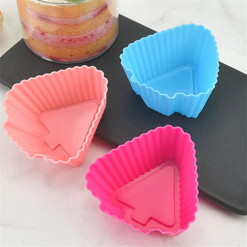 Triangle Christmas Tree-shaped Silicone Cake Cups Kitchen Tart Muffin Cake Pudding Handmade Baking Mold