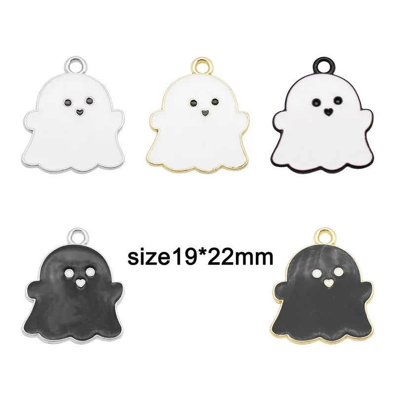 10pcs Mix Enamel Halloween Ghost Charms Alloy Specter Jewelry Necklace Women Earrings Metal Bracelet Keychain Handmade Accessory