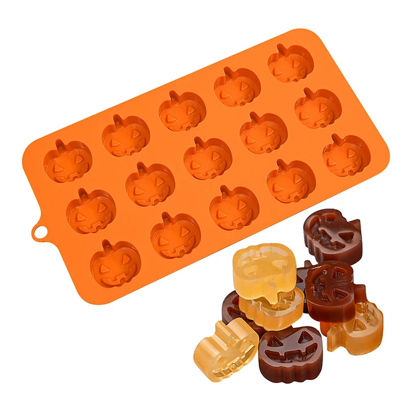 2pcs Halloween Pumpkin Silicone Mold Chocolate Cookie Candy Mould Halloween Party DIY Baking Tools Cake Decoration Ice Mold
