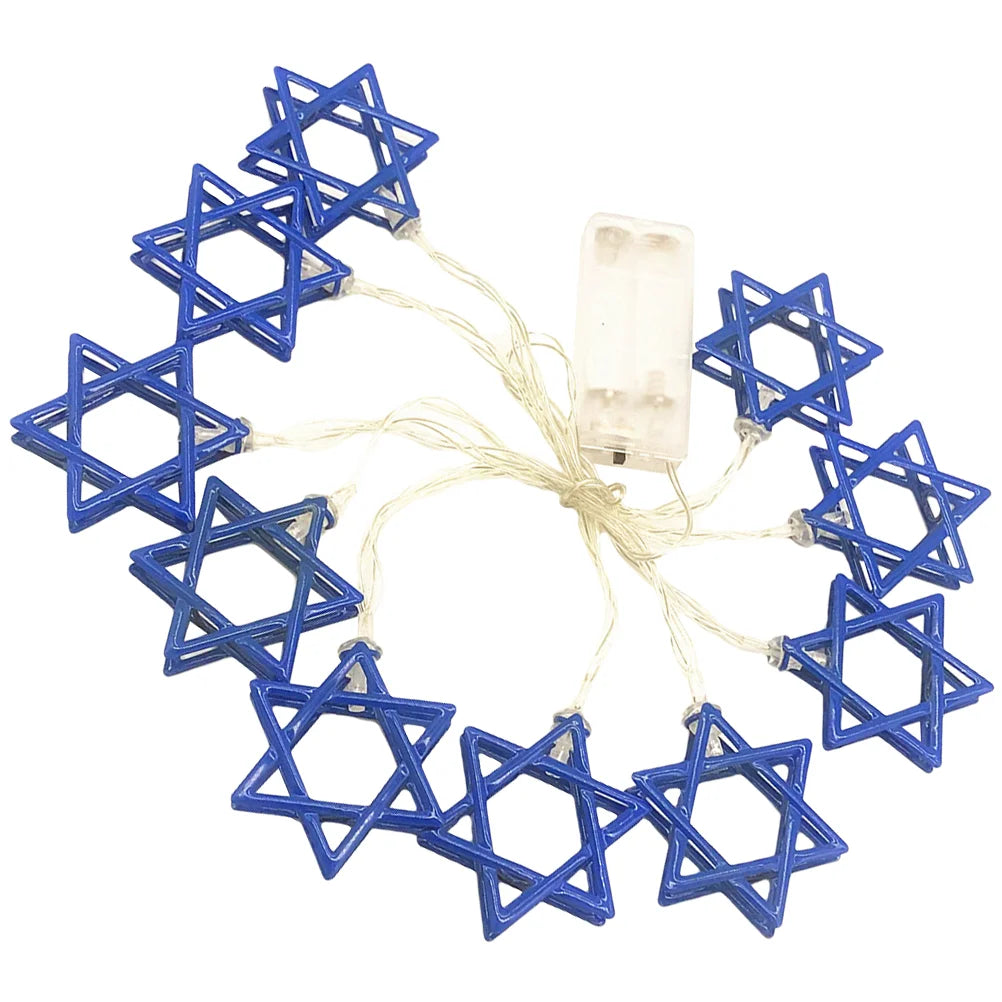 Holder Holiday Decorations Hanukkah Star of David Light Decorate Flashing Blue