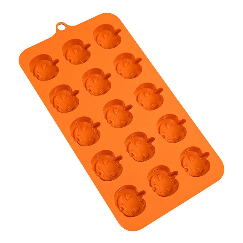 2pcs Halloween Pumpkin Silicone Mold Chocolate Cookie Candy Mould Halloween Party DIY Baking Tools Cake Decoration Ice Mold