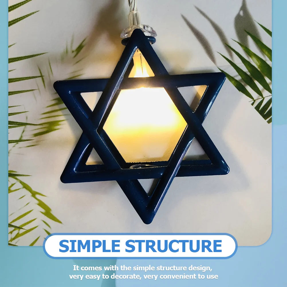 Holder Holiday Decorations Hanukkah Star of David Light Decorate Flashing Blue