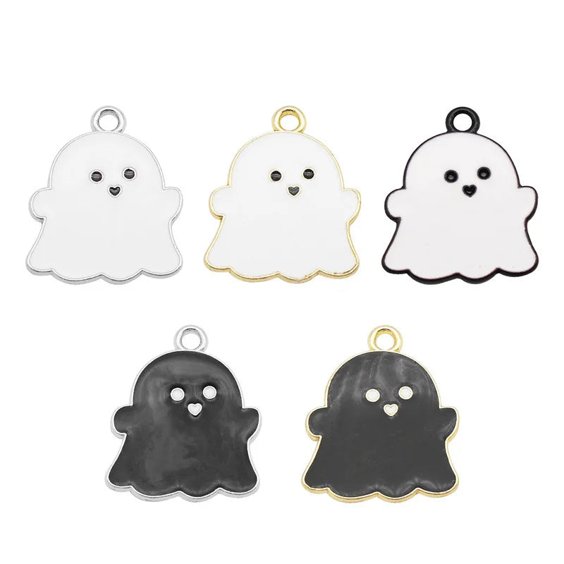 10pcs Mix Enamel Halloween Ghost Charms Alloy Specter Jewelry Necklace Women Earrings Metal Bracelet Keychain Handmade Accessory