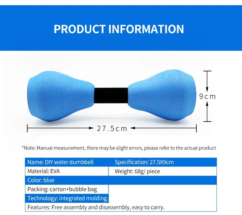 Women Water Dumbbell Aquatic Exercise EVA Yoga Fitness Equipment Lightweight Aquatic Exercise Aerobics Water Foam Dumbbells