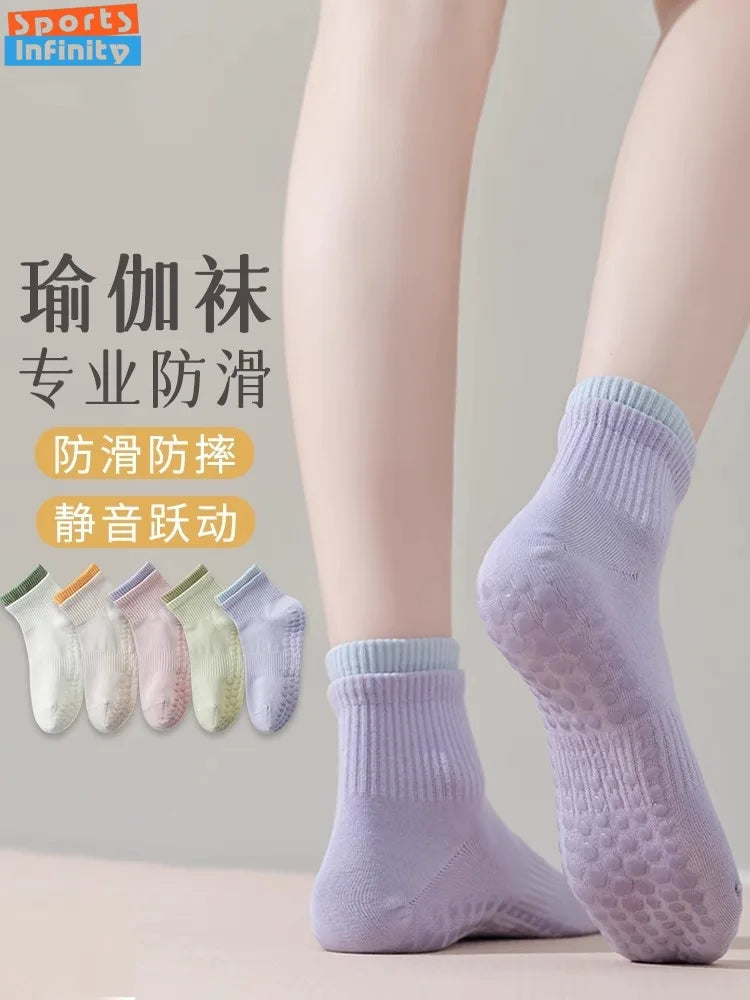 1pair Women's Yoga Socks Professional Pilates Socks Cotton Breathable Silicone Non Slip Indoor Dance Gym Fitness Sports Socks