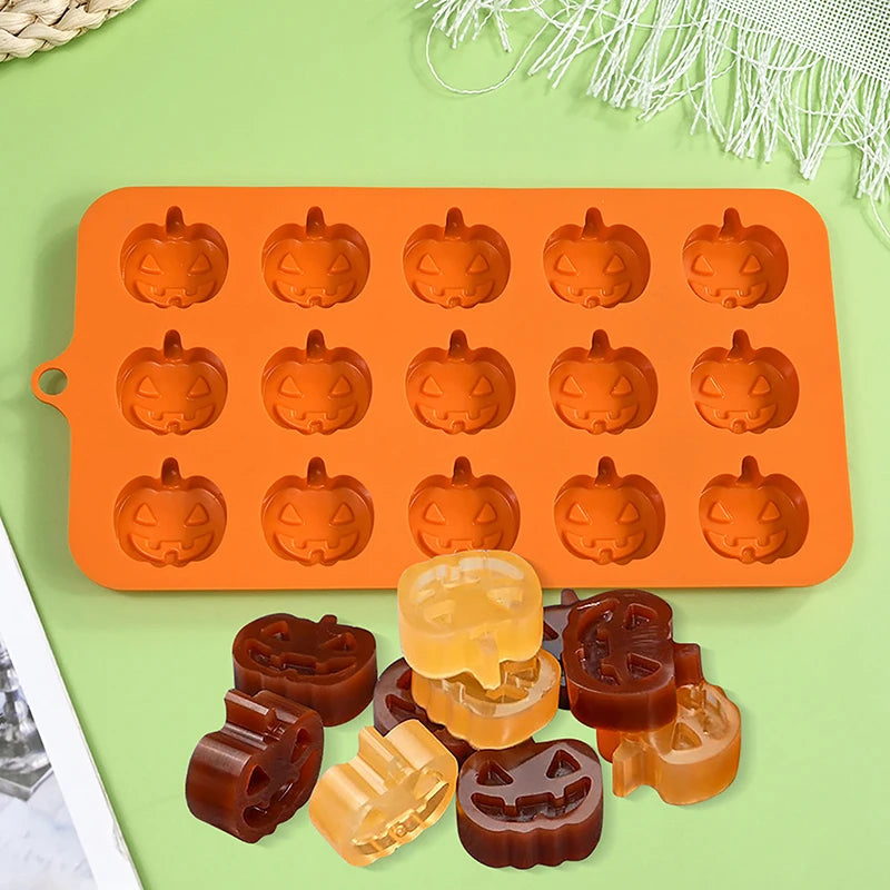 2pcs Halloween Pumpkin Silicone Mold Chocolate Cookie Candy Mould Halloween Party DIY Baking Tools Cake Decoration Ice Mold