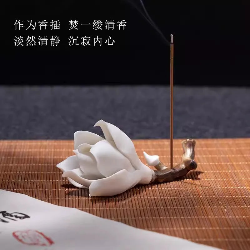 Multifunctional Plum Blossom Ceramic Brush Holder Pen Shelving Tea Pet Insert Incense Study Room Four Treasures Art Supplies