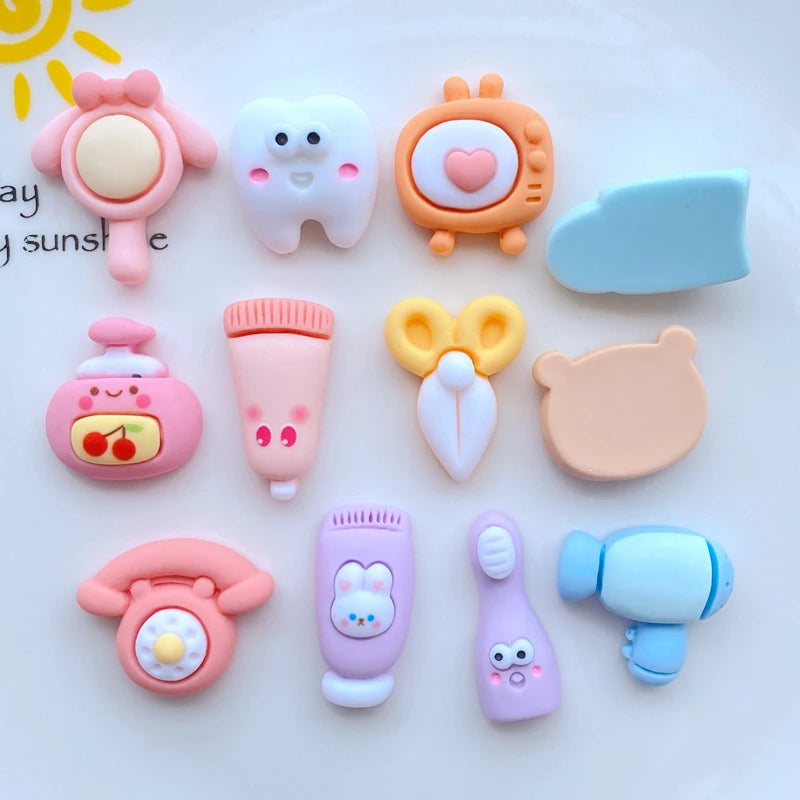 10PCS Resin Cartoon bears - Toothwash products Rabbit Bear Self Adhesive Model Scrapbook Flatback 3D Figurine DIY Home Decor