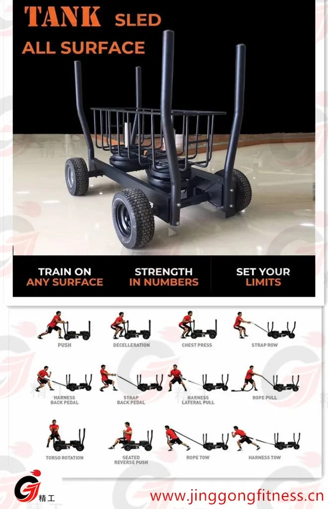 Fitness Equipment Tank Sled with Wheels Weighted Sled