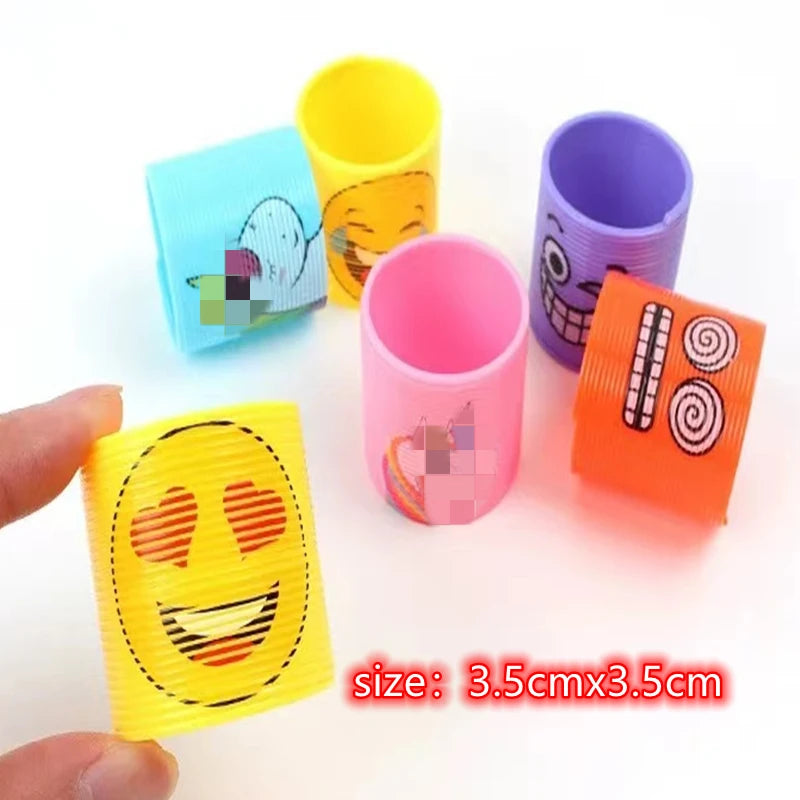 12PCS Mini Rainbow Circle Spring Ring Toys Party Supplies Boys Girls Easter Children's Birthday Gift Halloween Gift Toys Pack