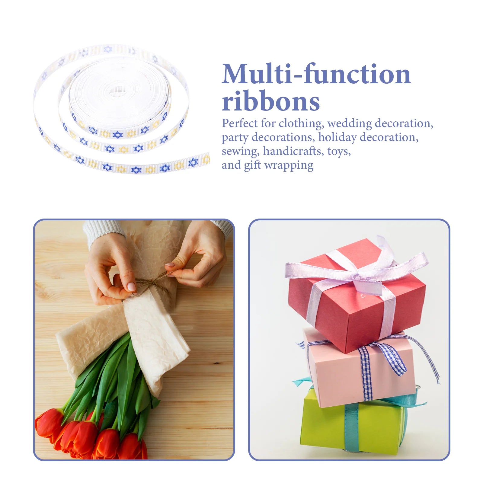 Ribbon for Flower Bouquet Hanukkah Jewish Decoration DIY Gift Packaging Multi-function Ribbons Wrapping The