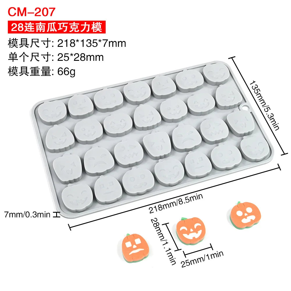 Halloween Molds Skull Pumpkin Chocolate Silicone Mold Witch Ghost Design Fudge Cake mould Dessert Decorating Baking Tools