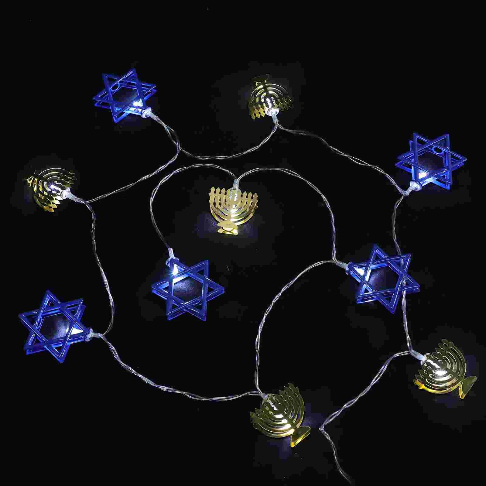 Hanukkah String Lights Star Party Favors Holder Supplies Holders Sticks Ornament Personalized LED Sign Post Indoor Fairy