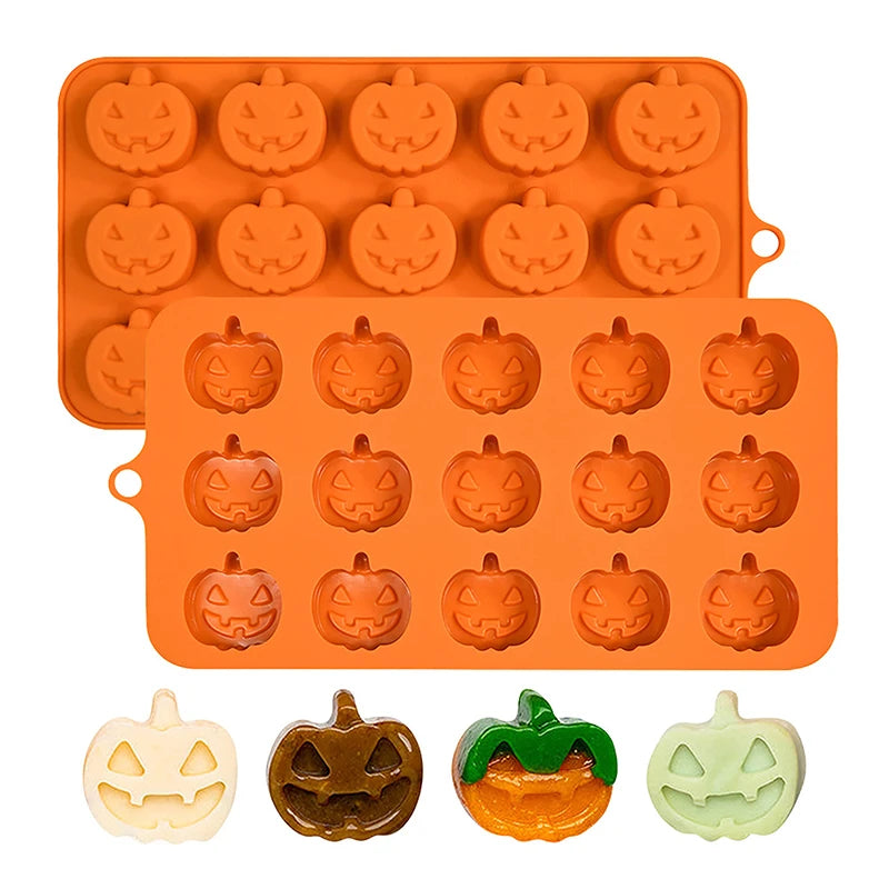 2pcs Halloween Pumpkin Silicone Mold Chocolate Cookie Candy Mould Halloween Party DIY Baking Tools Cake Decoration Ice Mold