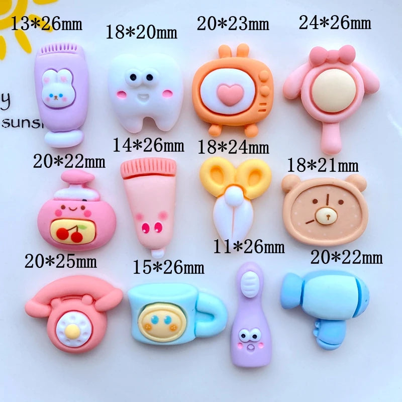 10PCS Resin Cartoon bears - Toothwash products Rabbit Bear Self Adhesive Model Scrapbook Flatback 3D Figurine DIY Home Decor