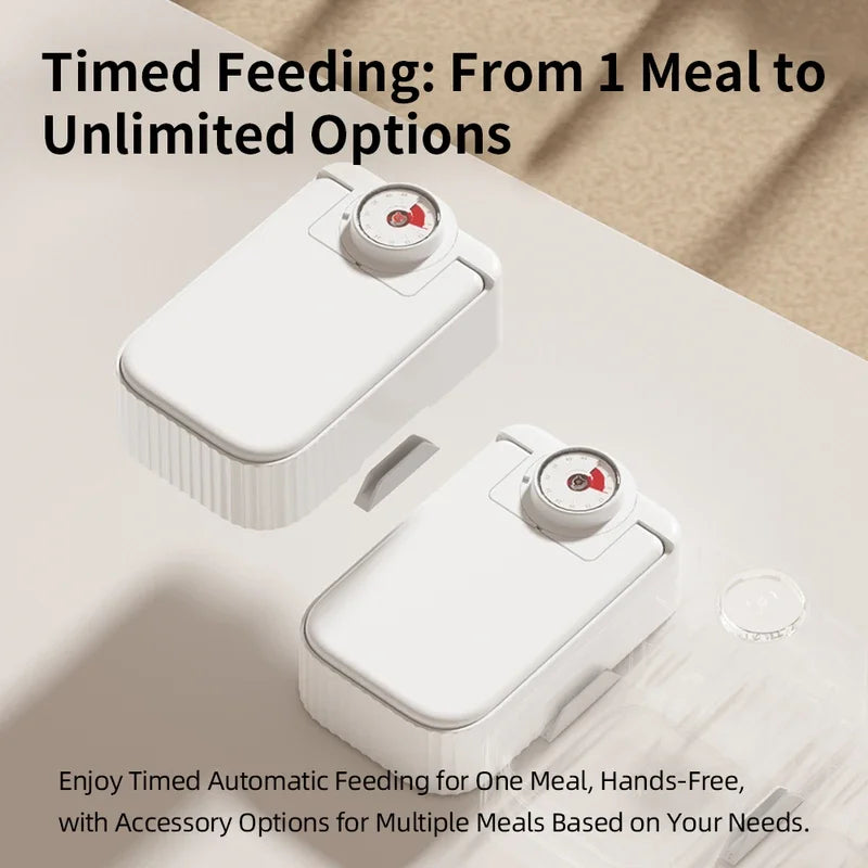 2024 New pet single meal feeder 48h timing ice crystal box Fresh-keeping, anti-splash, dustproof and anti-insect cat food bowl