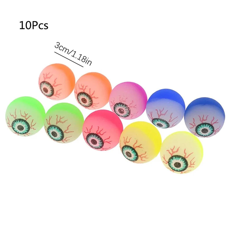 10Pcs Eye Ball Glowing Doll Bouncy Eyeball Horror Scary Halloween Cosplay Prop Party Haunted Decoration Children Toy Terror Prop