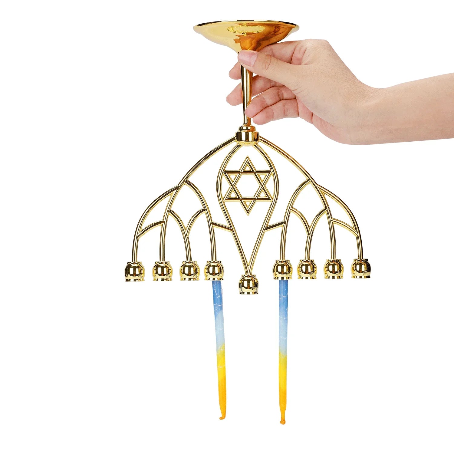 BRTAGG Hanukkah Menorah 24.5cm Height - Jewish 9 Branch Chanukah Candlestick Candle Holders