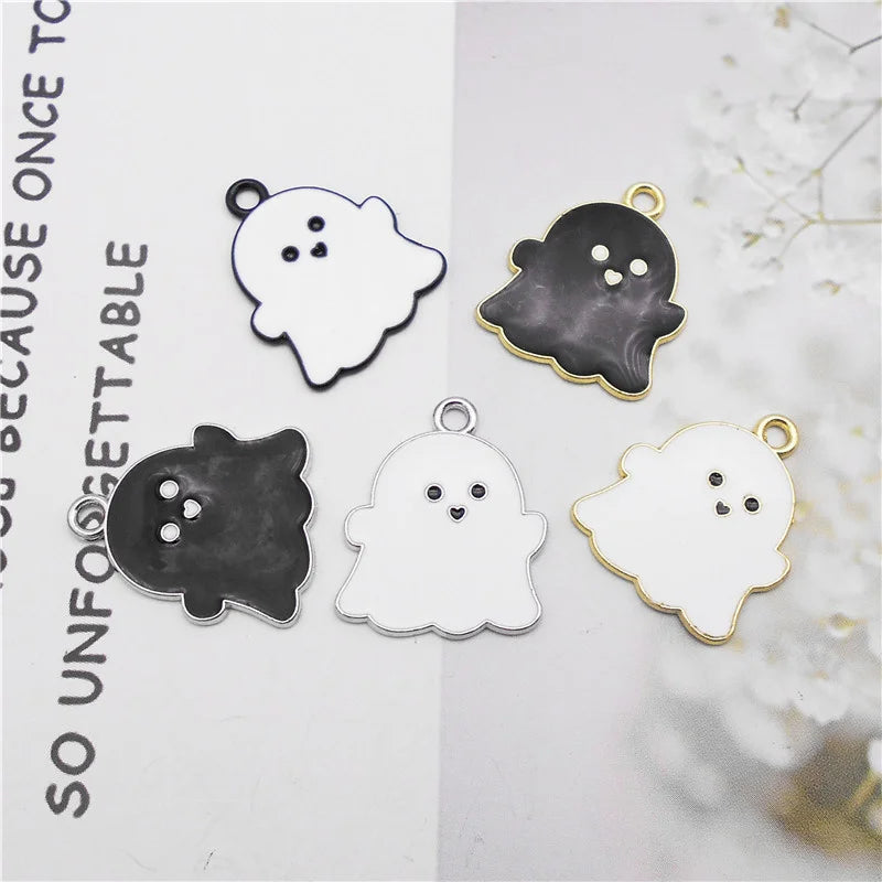10pcs Mix Enamel Halloween Ghost Charms Alloy Specter Jewelry Necklace Women Earrings Metal Bracelet Keychain Handmade Accessory