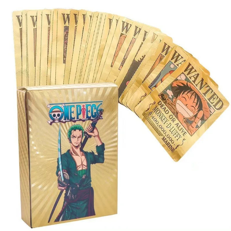 55pcs One Piece creative anime peripheral PET cards Luffy Zoro cards peripheral gold foil high-end classic waterproof toy gift