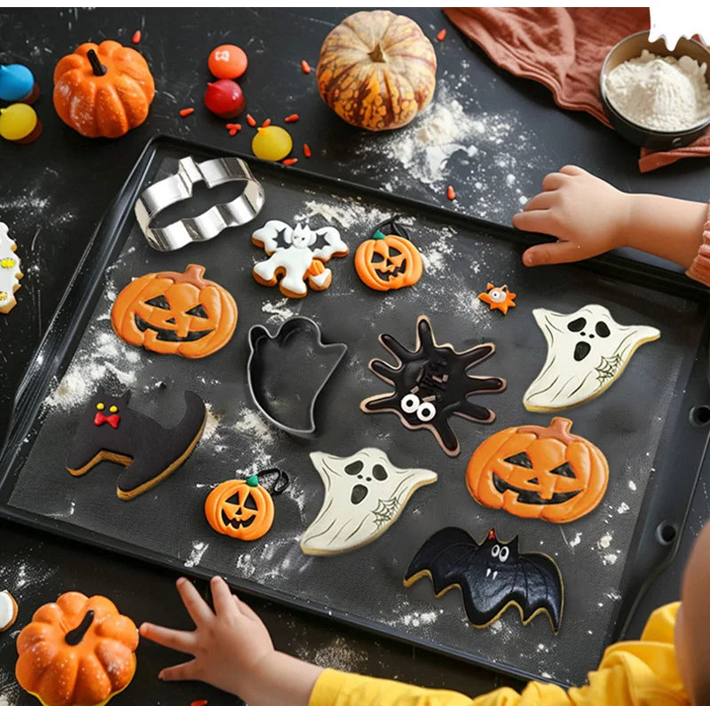 5/7/12PCS Halloween Cookie Cutter Metal Pumpkin Ghost Biscuit Mould Kitchen Fondant Cake Decor Halloween Party Pastry Tools