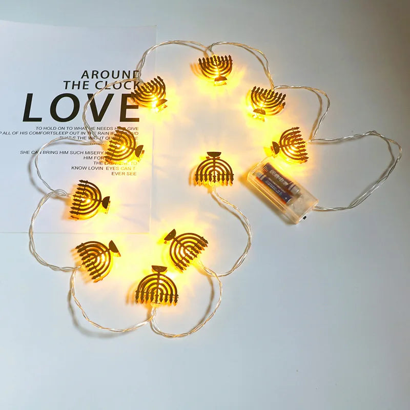 10 LED Chanukah Hanukkah String Light Party Candlestick Battery Operated LED For Home Lamp Decorations Party Luminous Props