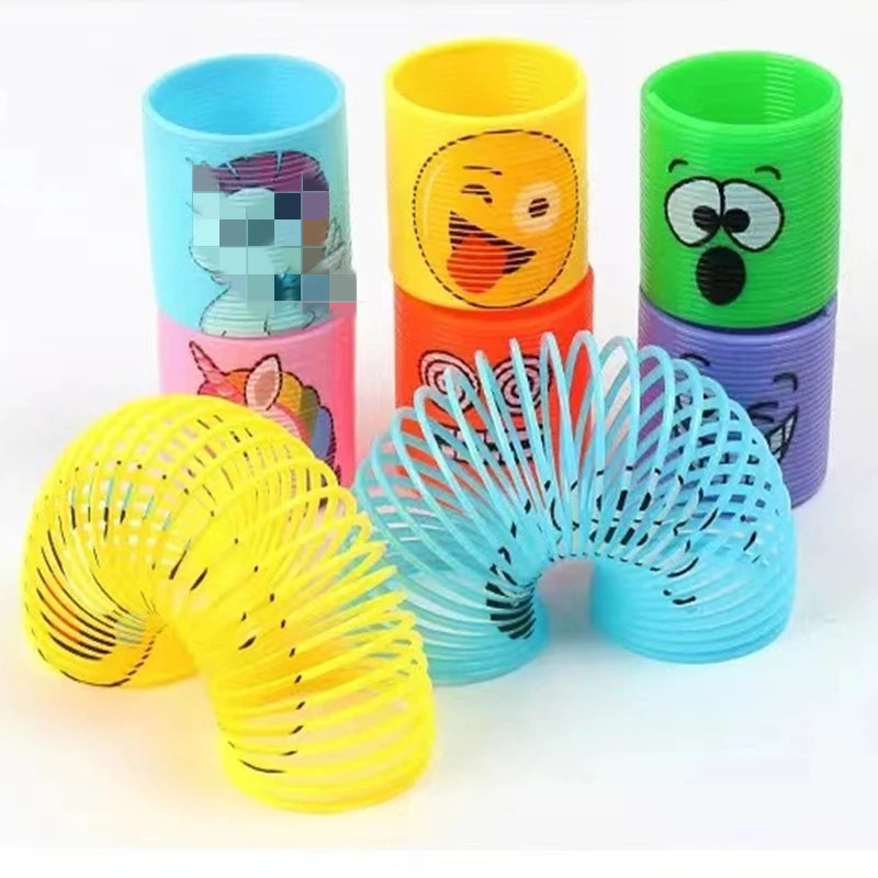 12PCS Mini Rainbow Circle Spring Ring Toys Party Supplies Boys Girls Easter Children's Birthday Gift Halloween Gift Toys Pack