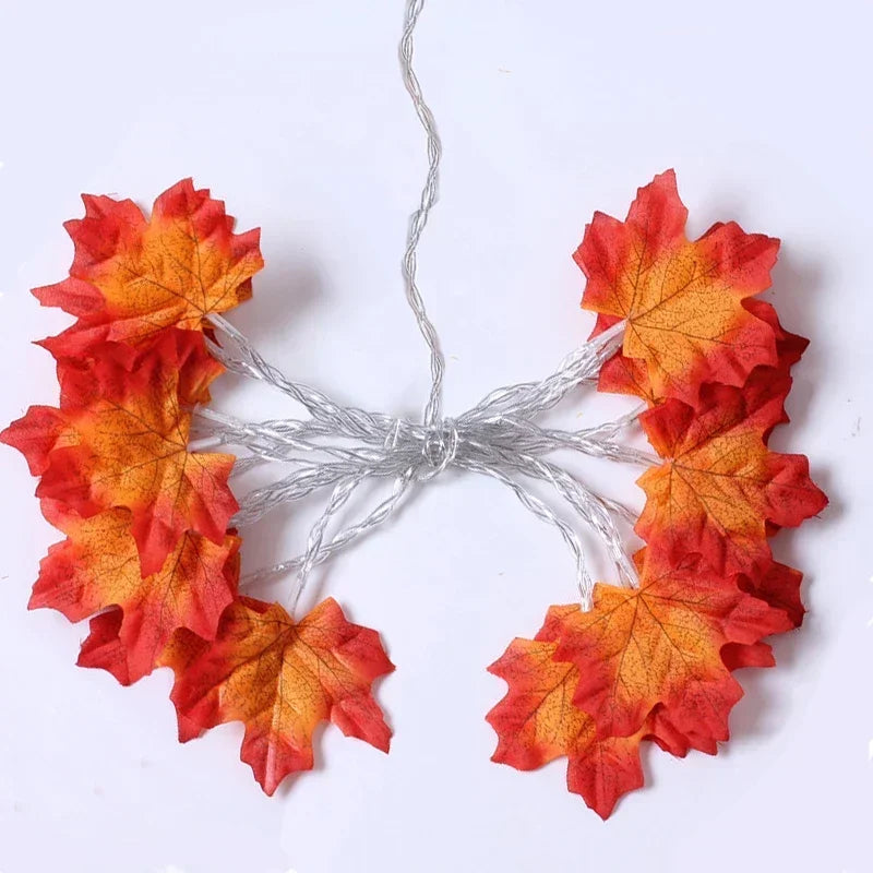1.5/3/M Christmas Decoration Artificial Maple Leaf Leaves LED Light String Lantern Garland Home Party DIY Deco Halloween New Yea