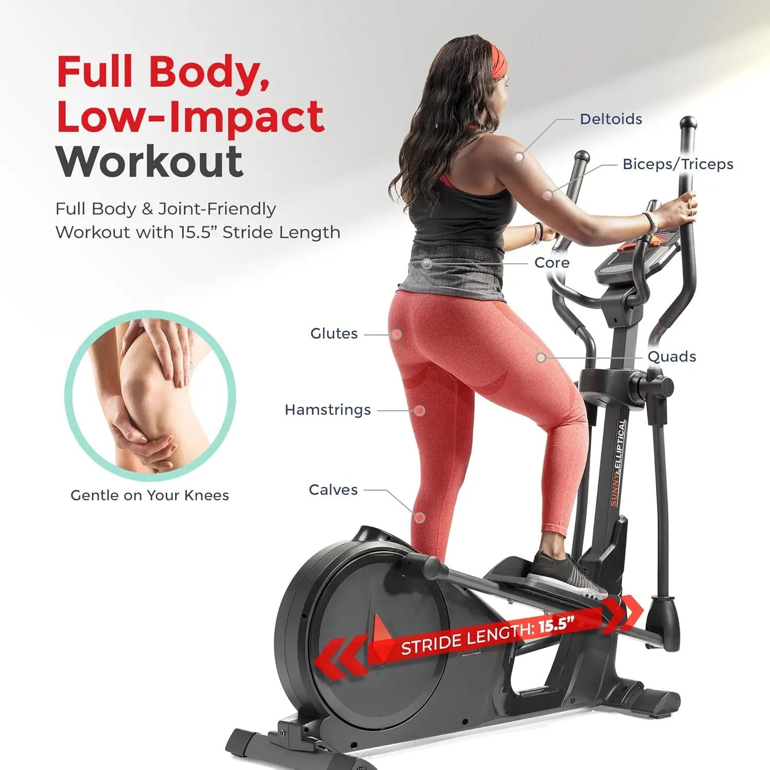 Fitness Programmable 16 Electro-Magnetic Elliptical Cross Trainer Exercise Machine, Full-Body Cardio Equipment w/