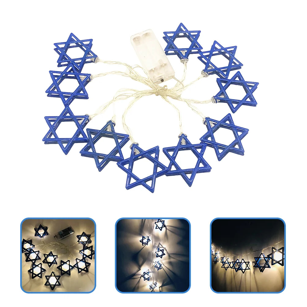 Holder Holiday Decorations Hanukkah Star of David Light Decorate Flashing Blue