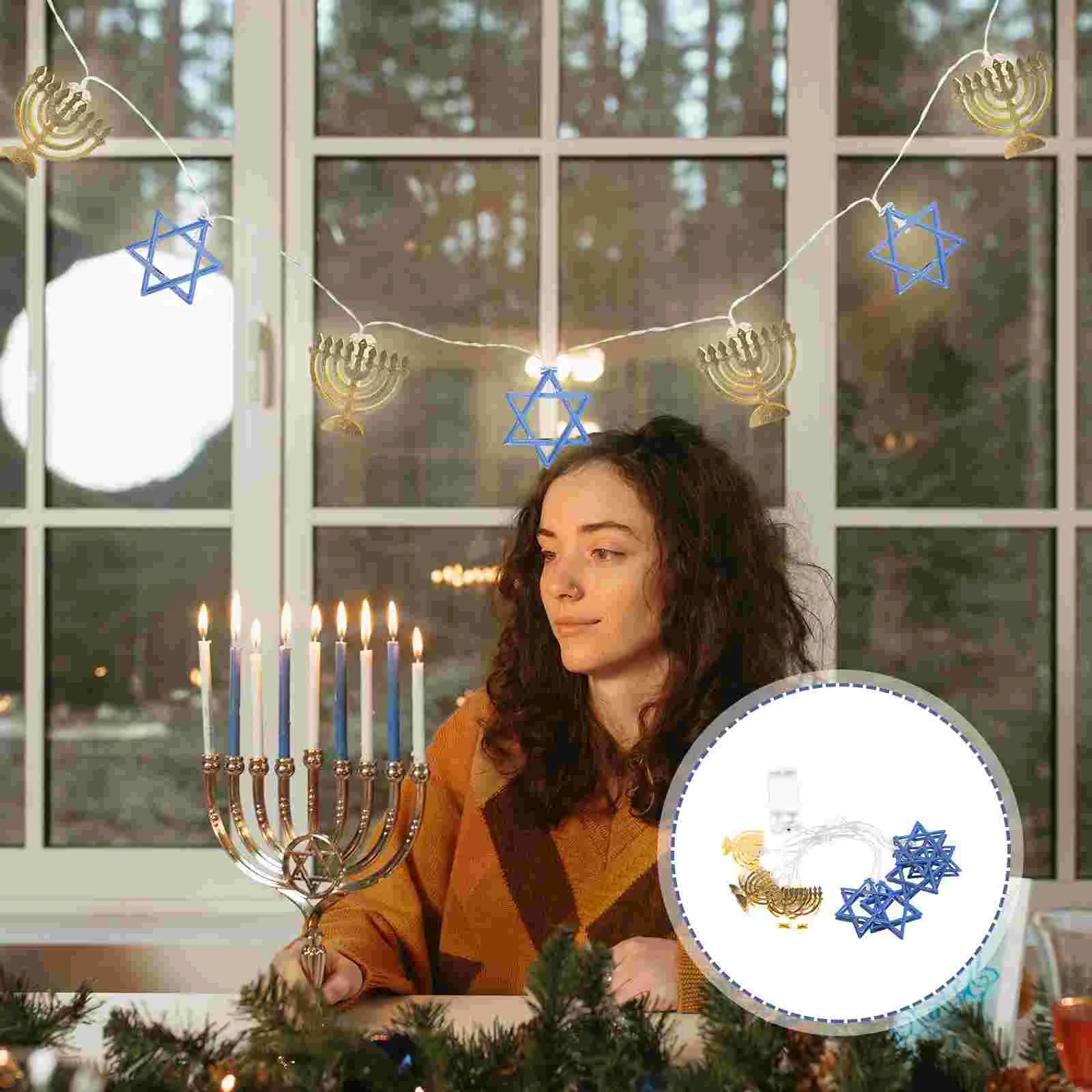 Hanukkah String Lights Star Party Favors Holder Supplies Holders Sticks Ornament Personalized LED Sign Post Indoor Fairy