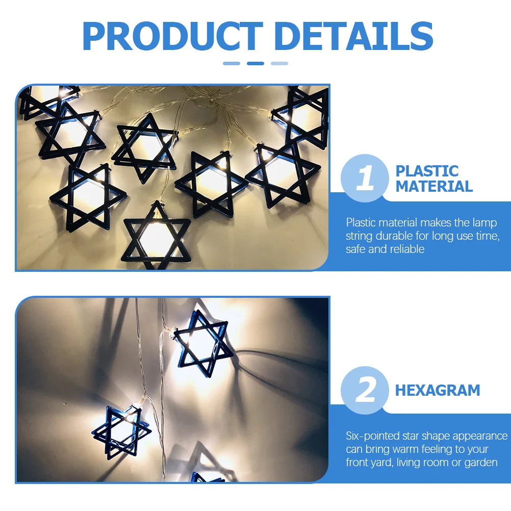 Holder Holiday Decorations Hanukkah Star of David Light Decorate Flashing Blue