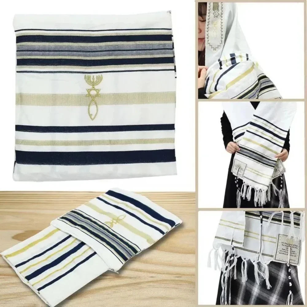 50x180cm Jewish Tallits Katan, 1 pc Prayer shawl with tzitzit strings, Israel Traditional Tallitot With Blessing On Neckband